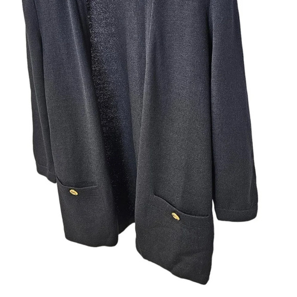 St. John Womens Santana Knit  Open Front Pocket Cardigan Black Size 12 - Picture 9 of 10
